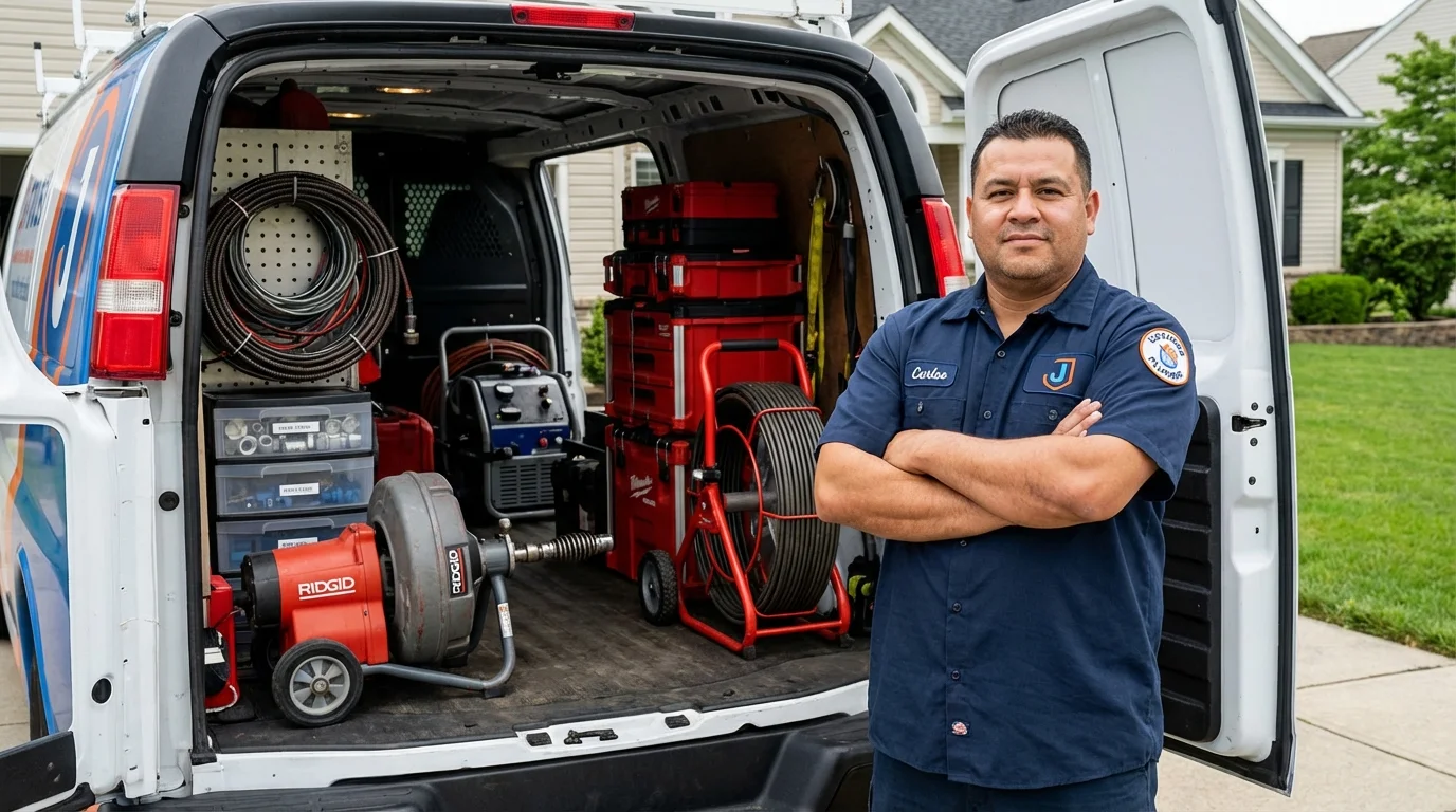 Professional drain cleaning equipment and Johns Plumbing LLC plumber in Hinsdale