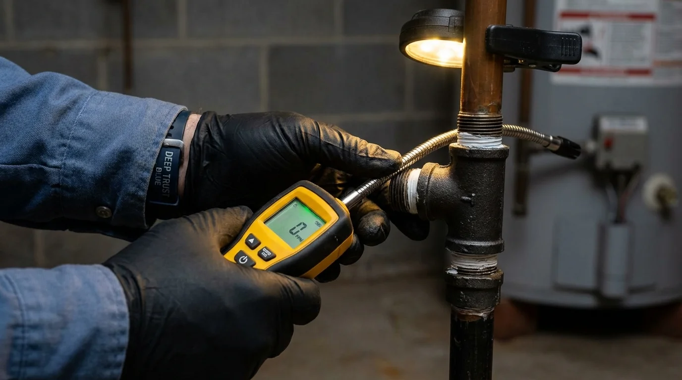 Gas leak detection with electronic sniffer by Johns Plumbing LLC in Hinsdale