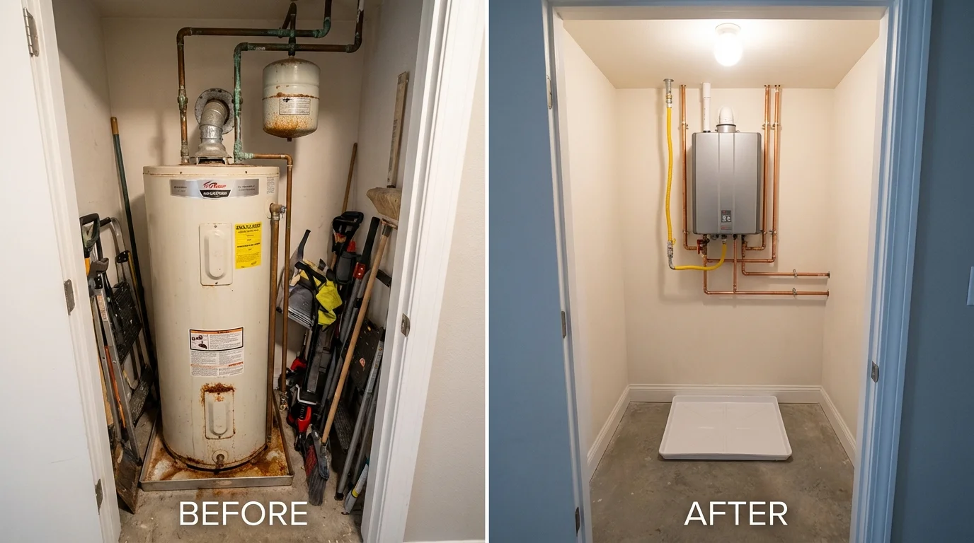 Tank water heater versus wall-mounted tankless unit comparison for Hinsdale, IL homeowners
